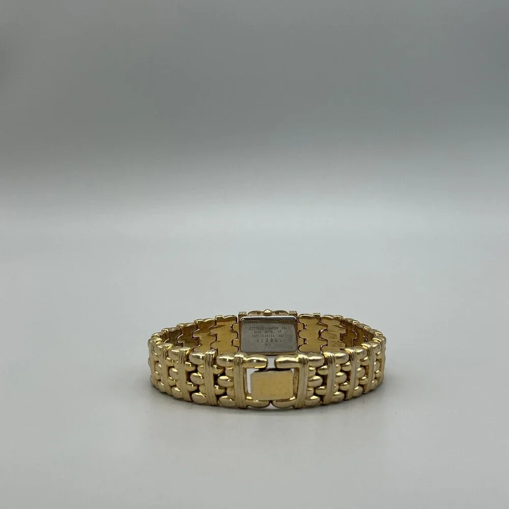 Vtg Citizen Elegance Womens Watch 14mm MOP Gold Tone Hidden Dial New Battery